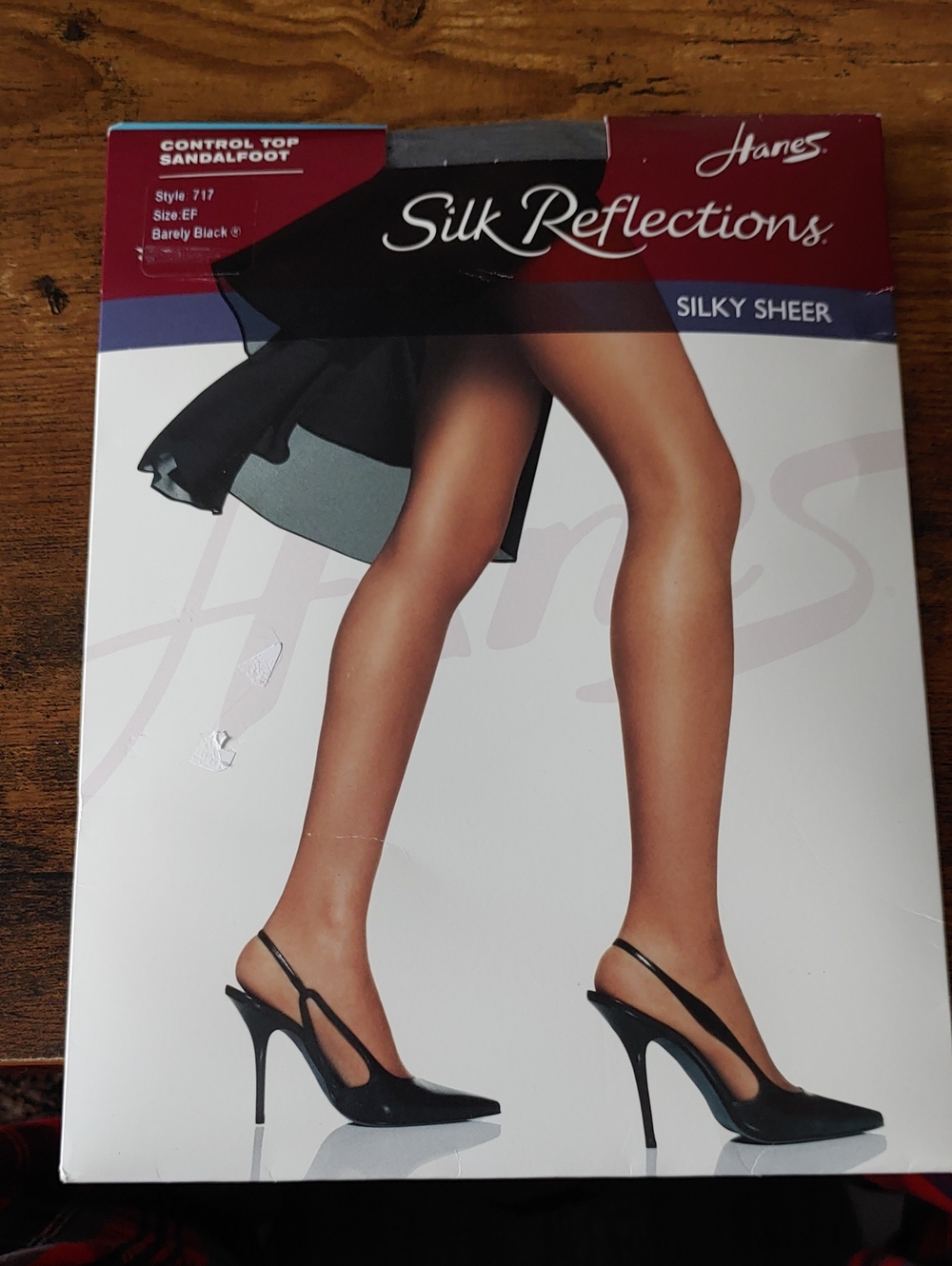 NWT Hanes Silk Reflections Sz EF Sheer Barely Black Control Top Pantyhose